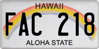 HI license plate FAC218