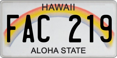 HI license plate FAC219