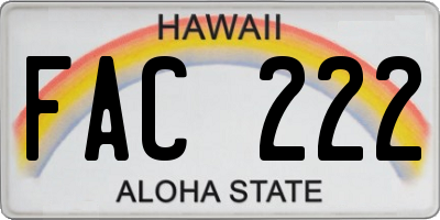 HI license plate FAC222