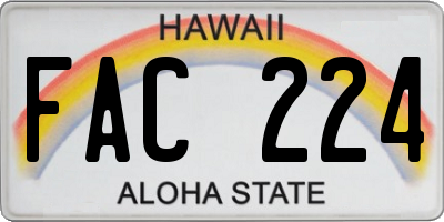 HI license plate FAC224