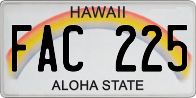 HI license plate FAC225