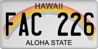 HI license plate FAC226