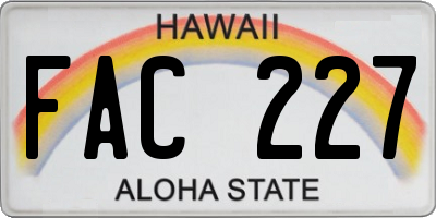 HI license plate FAC227