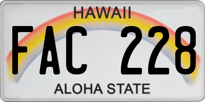 HI license plate FAC228