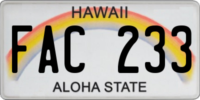HI license plate FAC233