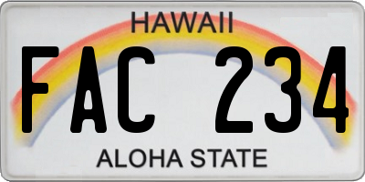 HI license plate FAC234