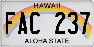 HI license plate FAC237