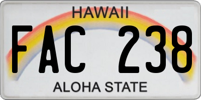 HI license plate FAC238
