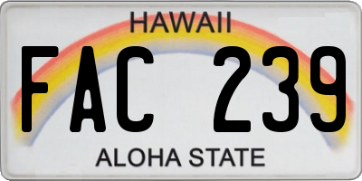 HI license plate FAC239