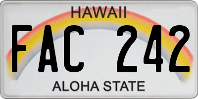 HI license plate FAC242