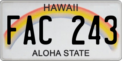 HI license plate FAC243