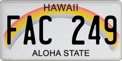 HI license plate FAC249