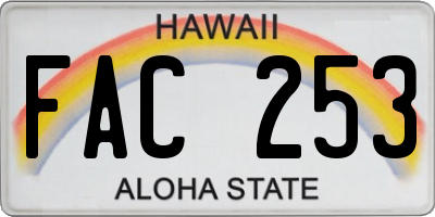 HI license plate FAC253