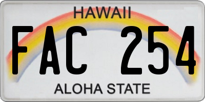HI license plate FAC254