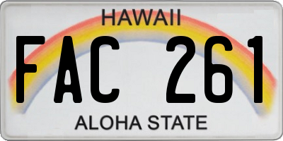 HI license plate FAC261