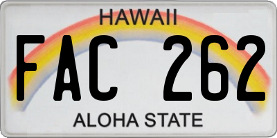 HI license plate FAC262