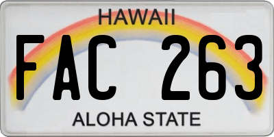 HI license plate FAC263