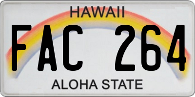 HI license plate FAC264