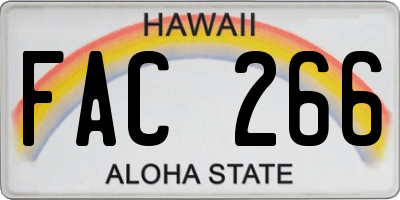 HI license plate FAC266