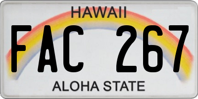 HI license plate FAC267