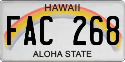 HI license plate FAC268