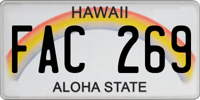 HI license plate FAC269