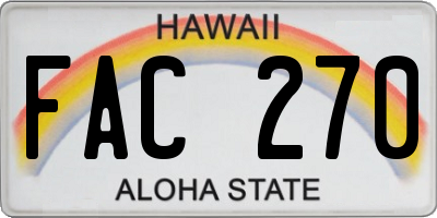 HI license plate FAC270