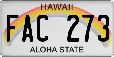 HI license plate FAC273