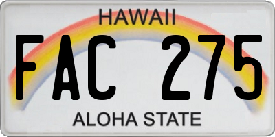 HI license plate FAC275