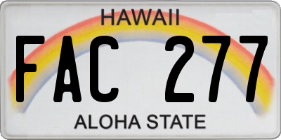 HI license plate FAC277