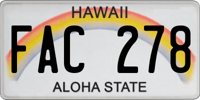 HI license plate FAC278