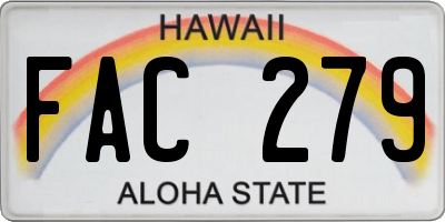 HI license plate FAC279