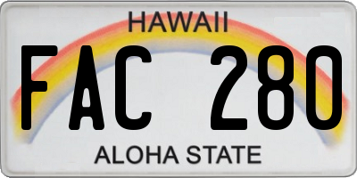 HI license plate FAC280