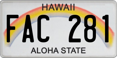 HI license plate FAC281