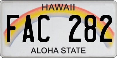 HI license plate FAC282