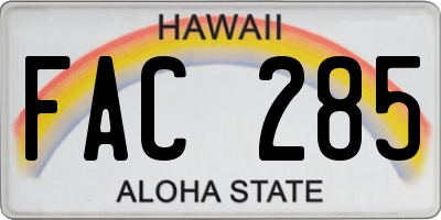HI license plate FAC285