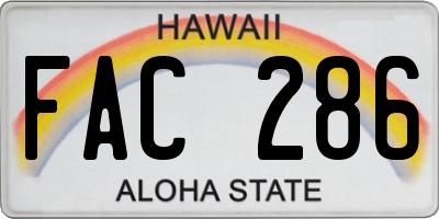HI license plate FAC286