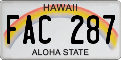 HI license plate FAC287