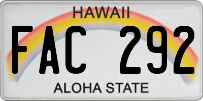 HI license plate FAC292