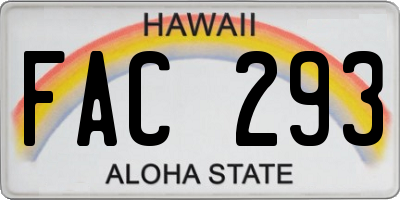 HI license plate FAC293