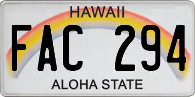 HI license plate FAC294