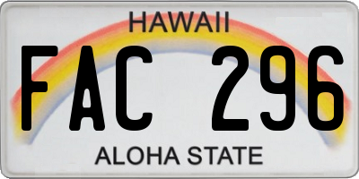 HI license plate FAC296