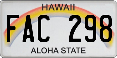 HI license plate FAC298