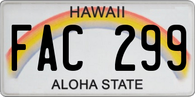 HI license plate FAC299
