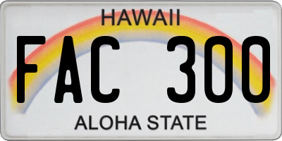 HI license plate FAC300