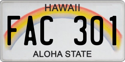 HI license plate FAC301