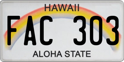 HI license plate FAC303