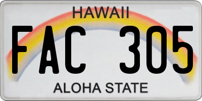 HI license plate FAC305