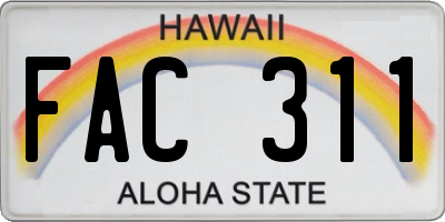 HI license plate FAC311