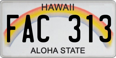 HI license plate FAC313